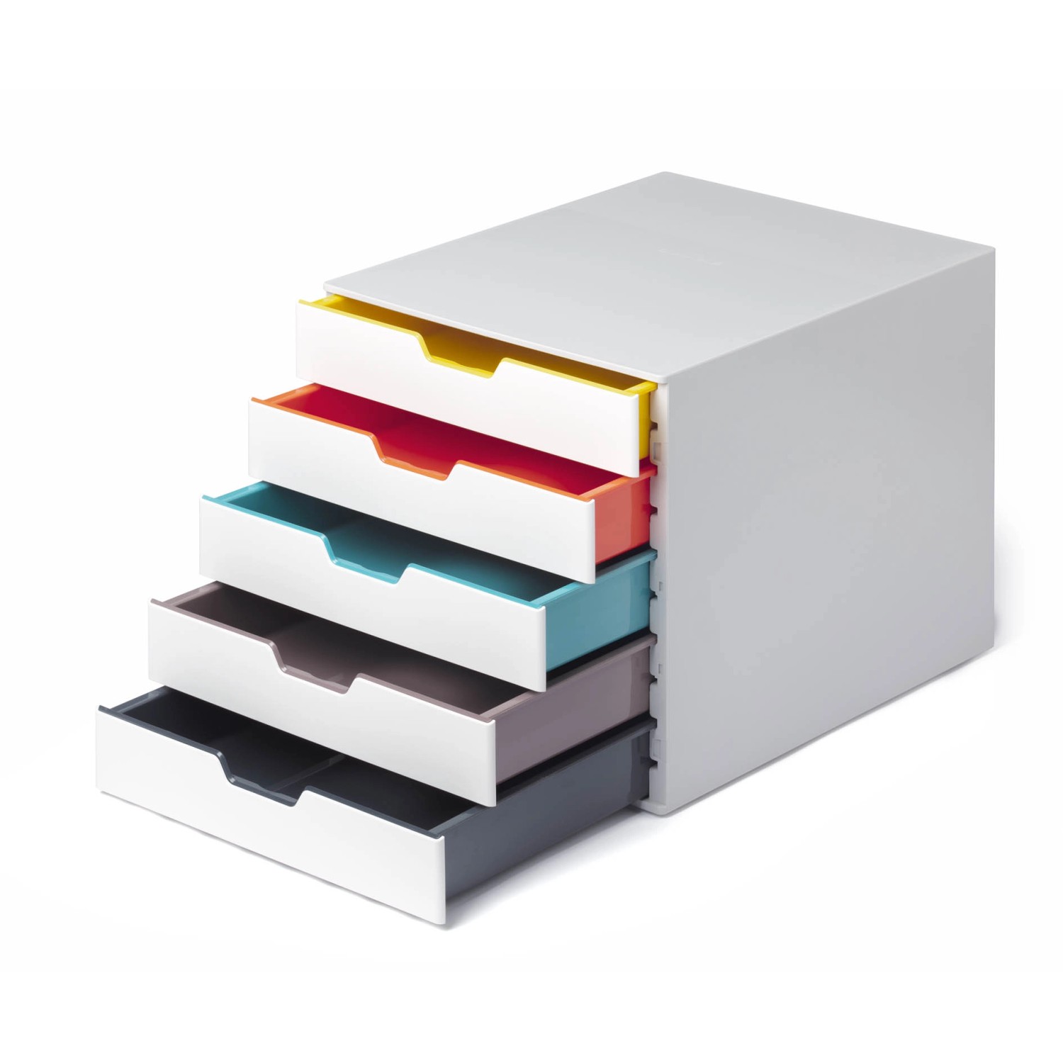 Durable Schubladenbox A4 Varicolor Mix 5 Fächer mit Etiketten zur Beschriftung Mehrfarbig