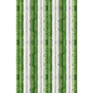 Arsvita Flauschvorhang, grün-weiße Streifen, 56x185cm. Flauschgardine für Balkon, Camping & Wohnwagen.