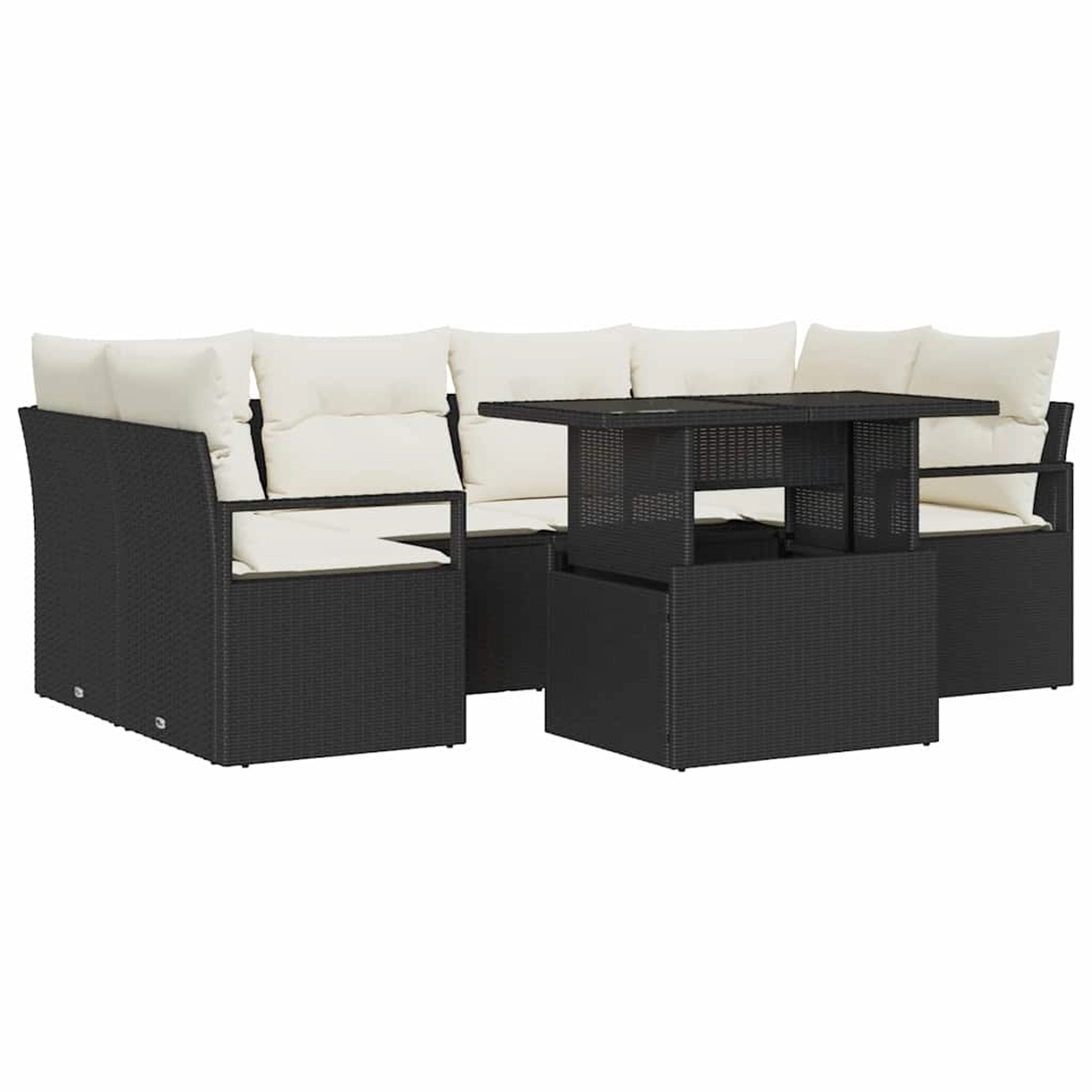 vidaXL Garten-Sofa-Set mit Speicher 7-Tlg Schwarz Poly Rattan 3357490 günstig online kaufen