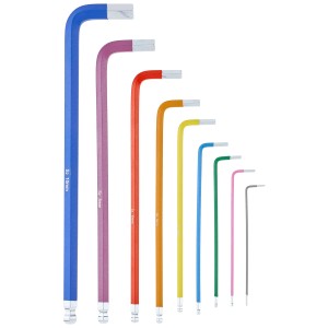 9-teiliges Einhell Innensechskantschlüssel-Set in verschiedenen Farben und Größen.