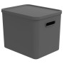Anthrazitfarbene Rotho Albula Multibox (27 l) für C4-Formate, stapelbare Aufbewahrungsbox mit Deckel.