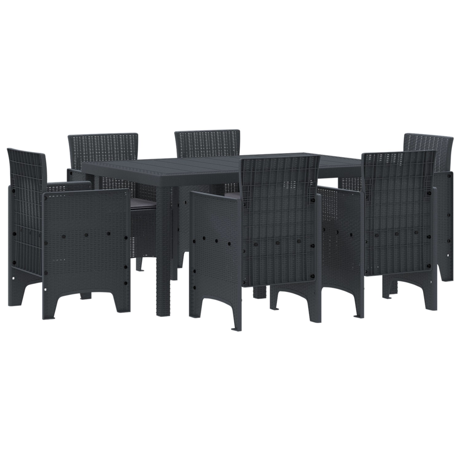 vidaXL 7-Teiliges Garten EssSet mit Kissen Anthrazit Poly-Rattan 3378555 günstig online kaufen