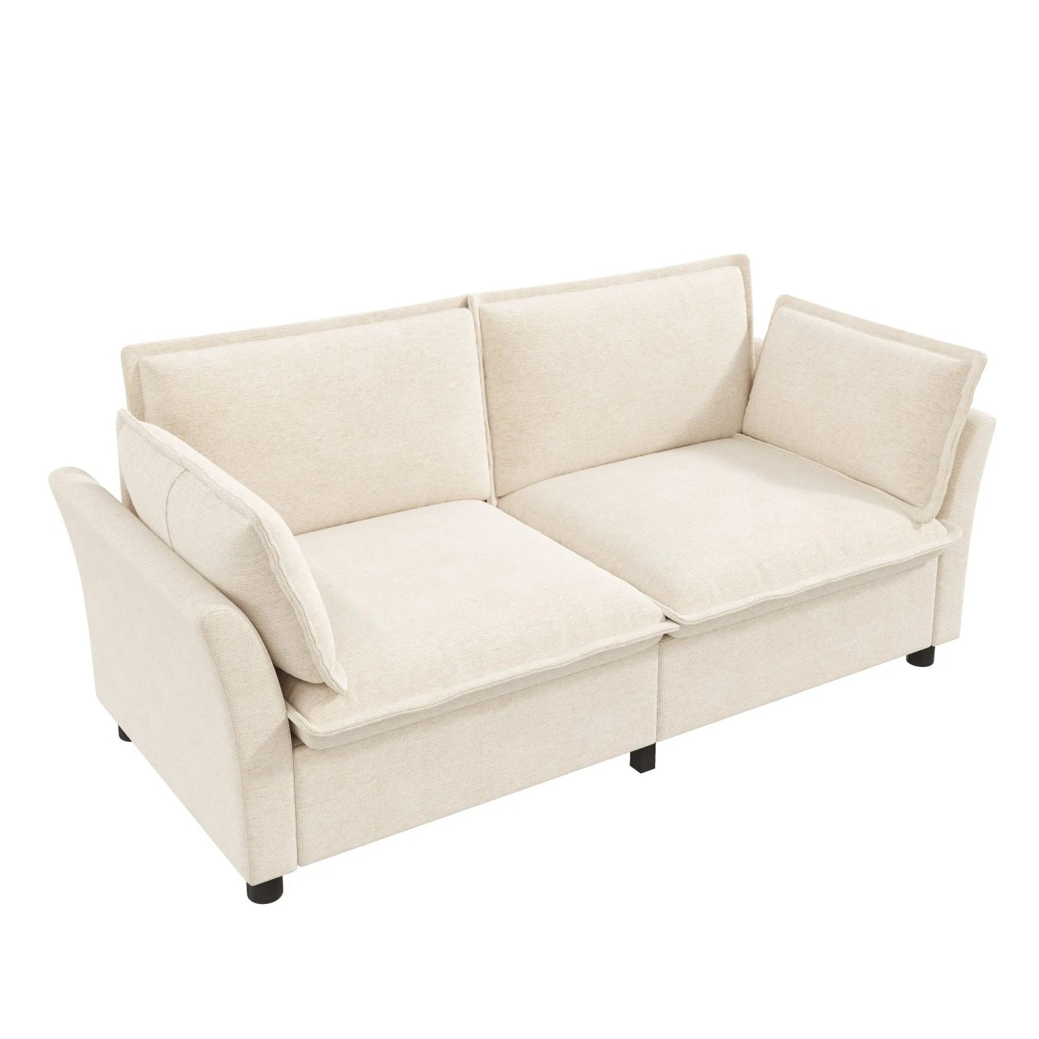 Merax Sofa 2 Sitzer Cloud Design Chenille Kissen Beige