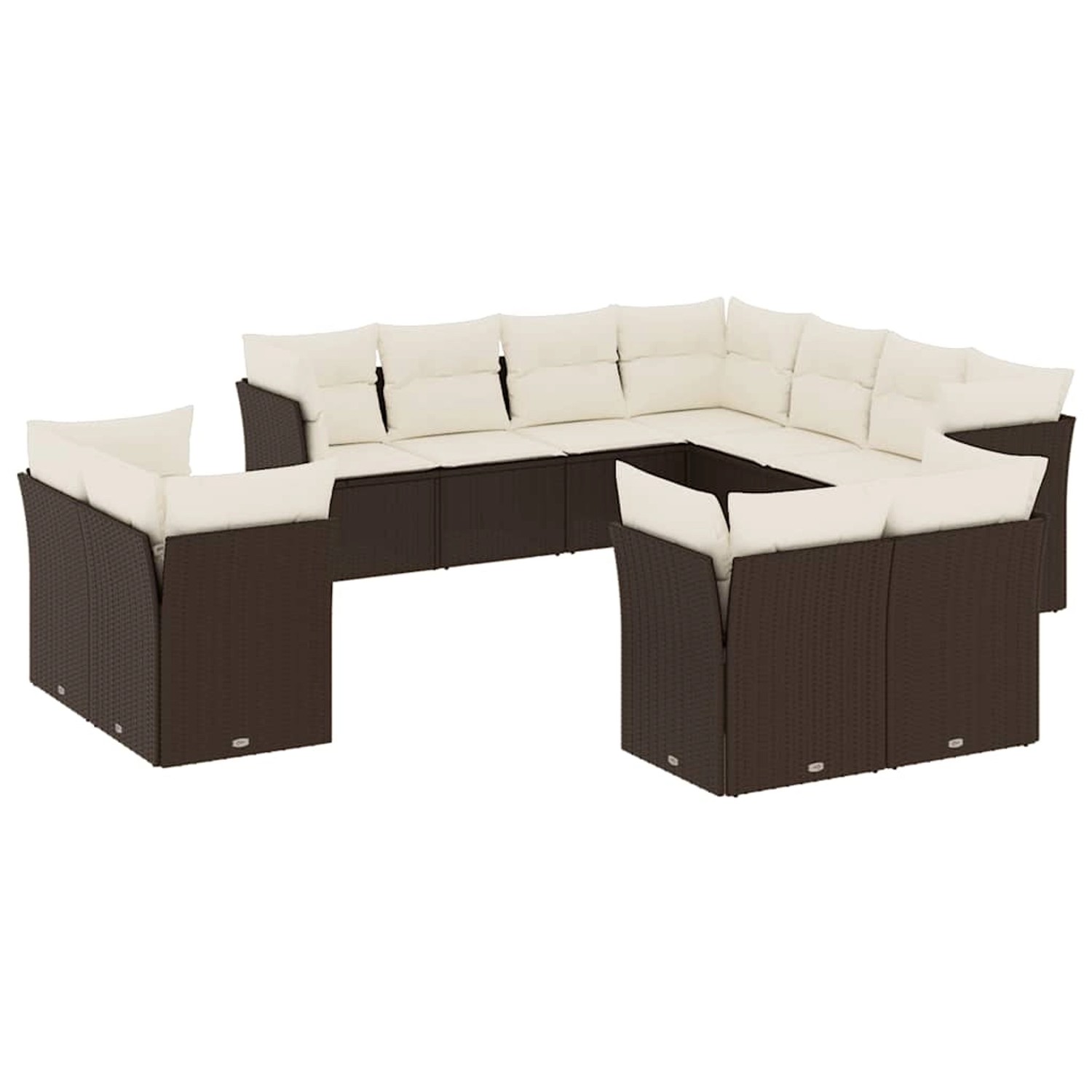 vidaXL 11-Tlg Garten-Sofagarnitur mit Kissen Braun Poly Rattan 3218513 günstig online kaufen