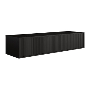 Schwarzer hängender Waschbeckenunterschrank Arnega, 150 cm, mit moderner Rillenstruktur und 2 Schubladen.