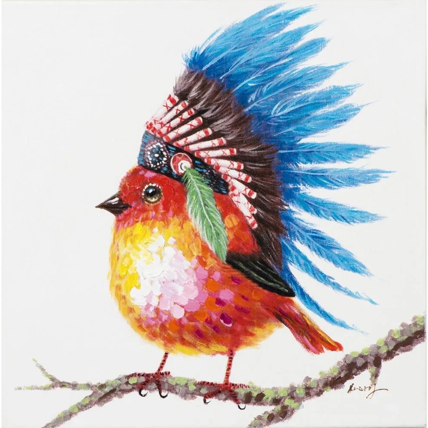 Art Universe Leinwandbild Vogel mit Federschmuck 40 x 40 cm