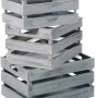 3er Set Kesper Aufbewahrungsboxen aus FSC®-Holz, grau gewischt, gestapelt.
