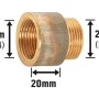Hahnverlängerung aus Rotguss, 24,1 mm x 26,4 mm, 20 mm lang, für Gewindefittings.