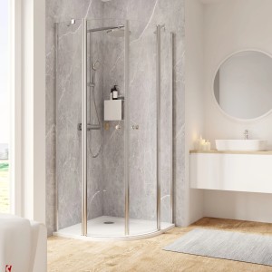 Schulte Runddusche Garant 2.0 90x90 cm mit Chromoptik im Badezimmer.