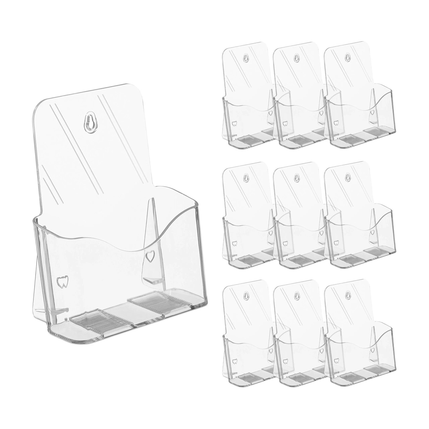 Relaxdays Prospektständer 10er Set Acryl Transparent Wandmontierbar für DIN A5 20 cm x 17,5 cm x 8,5 cm 170 g