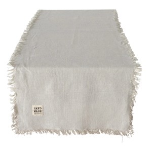 Grauer Tischläufer Lenea von Boltze Home, 40x140 cm, mit Fransen. Elegante Tischdeko für den Essbereich.