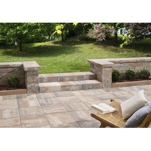 Kann Blockstufe Jura-Nuanciert, 50x34x15 cm, für Treppen im Garten. Mehrfarbige Betonstufe.