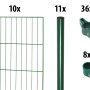 Floraworld Einstabmatten-Set: grüne Zaunmatten, Pfosten und Verbinder für 20m Gartenzaun, 150cm hoch.