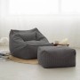 Anthrazitfarbener Cord Sitzsack Sessel mit Hocker 'Der Lümmel' von mokebo.