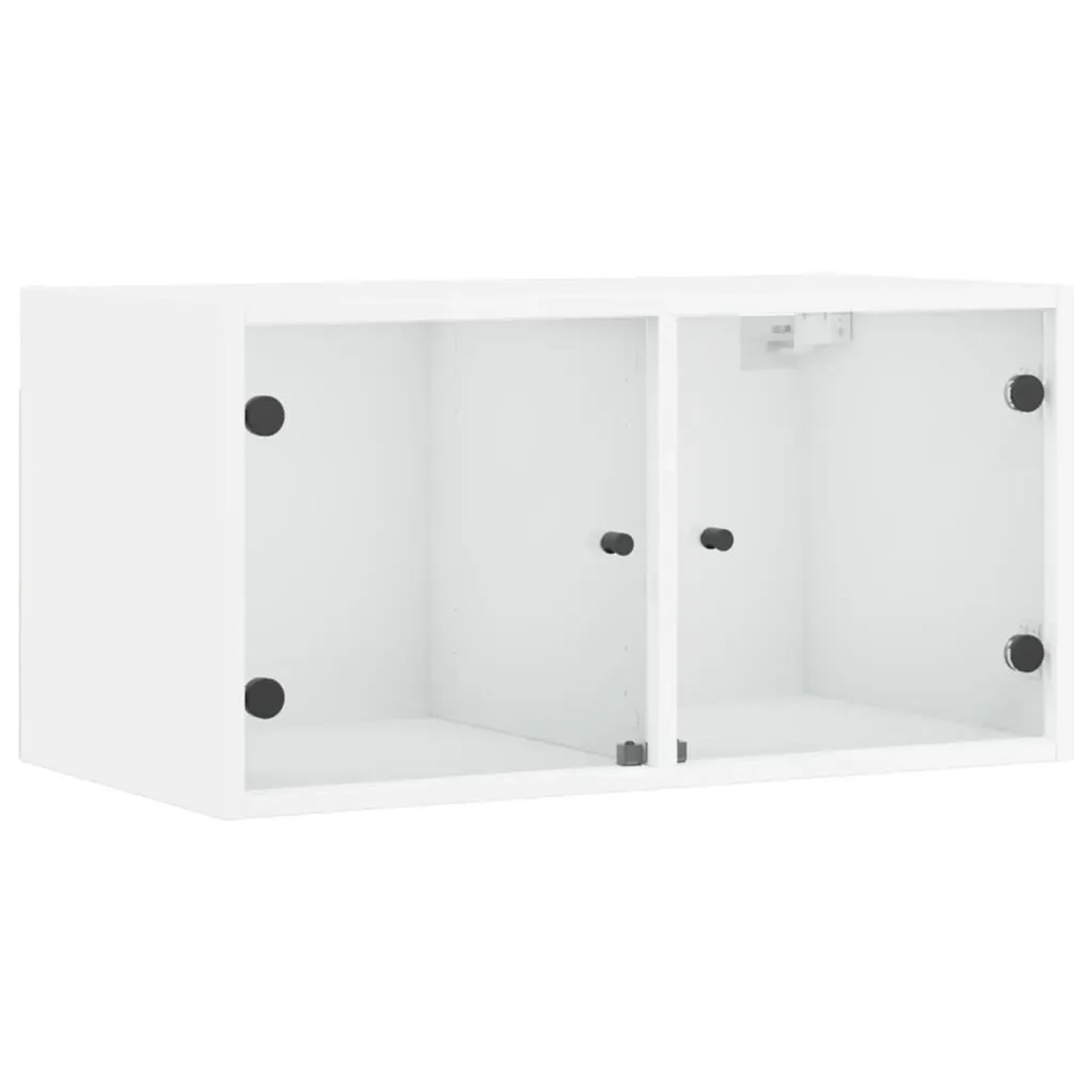 Zwei weiße Wandschränke mit Glastüren, vidaXL, für Büro oder Wohnraum.