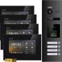 Balter EVO Video-Türsprechanlage mit Fingerprint für 4-Familienhaus, 4 Monitore, schwarz.