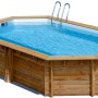 Ovaler Gre Echtholzpool Canelle 2 (535x335x117 cm) mit Leiter. Braun, winterfest.