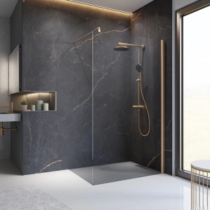 Schulte Walk In Duschwand Alexa Style 2.0 in Kupferoptik, 120x200 cm, mit Duscharmatur.