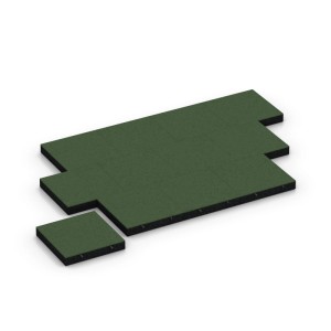 Grüne WARCO Fallschutzplatten 50x50x8 cm für Spielplätze und Gartenhäuser.