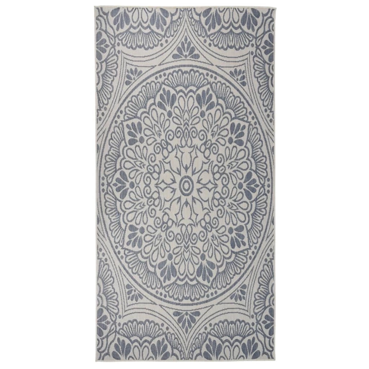 vidaXL Outdoorteppich Flachgewebe 100x200 Cm Blaues Muster 1123999 günstig online kaufen