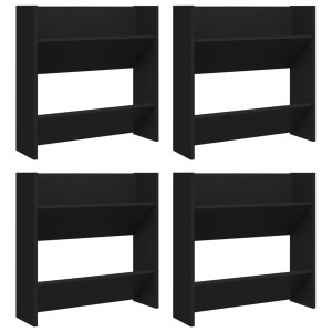 Vier schwarze vidaXL Wand-Schuhschränke aus Holzwerkstoff, Schuhkommoden für die Wandmontage.