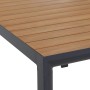 Detailansicht: Rechteckiger Siena Garden Gartentisch Silva aus Teakholz mit Aluminiumgestell.