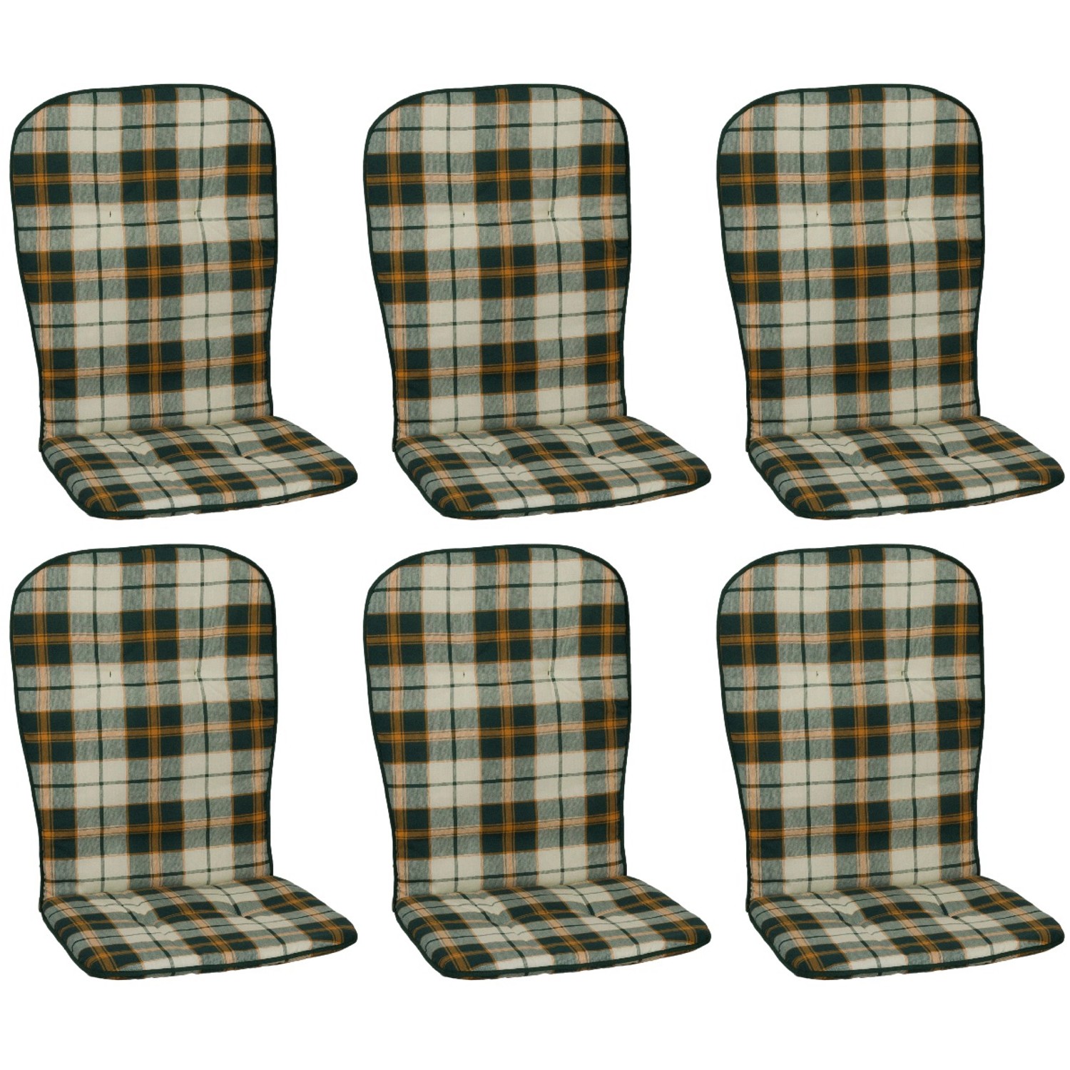 Beo Sitzauflage Hochlehner Mono 6er-Set Grün kariert günstig online kaufen
