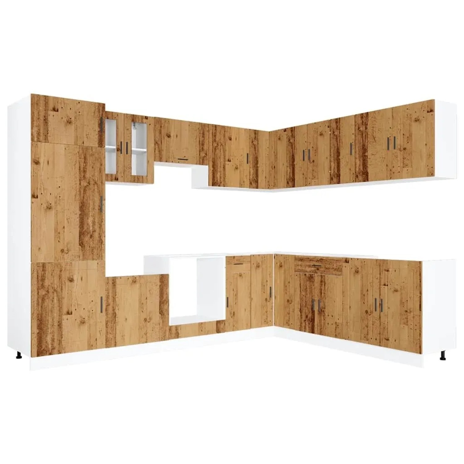 vidaXL 14 Tlg Küchenschrank-Set Porto Altholz-Optik Holzwerkstoff 3314999