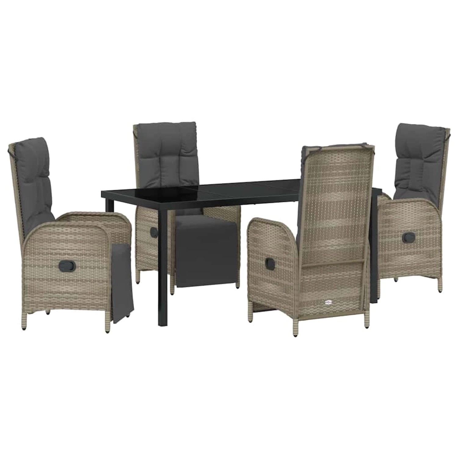 vidaXL Garten Essgruppe mit Kissen 5-Tlg Grau Poly Rattan 3380137 günstig online kaufen