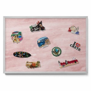 Tulup Magnettafel Magnettafel für Urlaubsmitbringsel Pastellfarbene Felsstruktur 60x40 cm Metalltafel für Magnete Silberner Rahmen