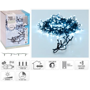 LED-Lichterkette Snake mit 700 kaltweißen LEDs, Sensor für innen & außen.