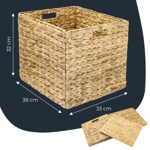 HMF 37246 Aufbewahrungskorb DIN A4 Hängeregister Korb Geflochten Wasserhyazinthe zu Kallax 33 x 38 x 32 cm