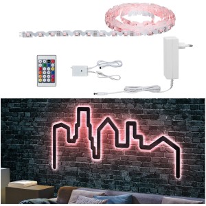 Paulmann FlexLED 3D Basis-Set: RGB LED-Streifen mit Zubehör zur individuellen Leuchtschrift-Gestaltung.