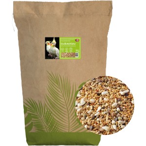 Elles Agafutter & Großsittichfutter ohne Sonnenblumenkerne, 15kg Sack mit Futtermischung.