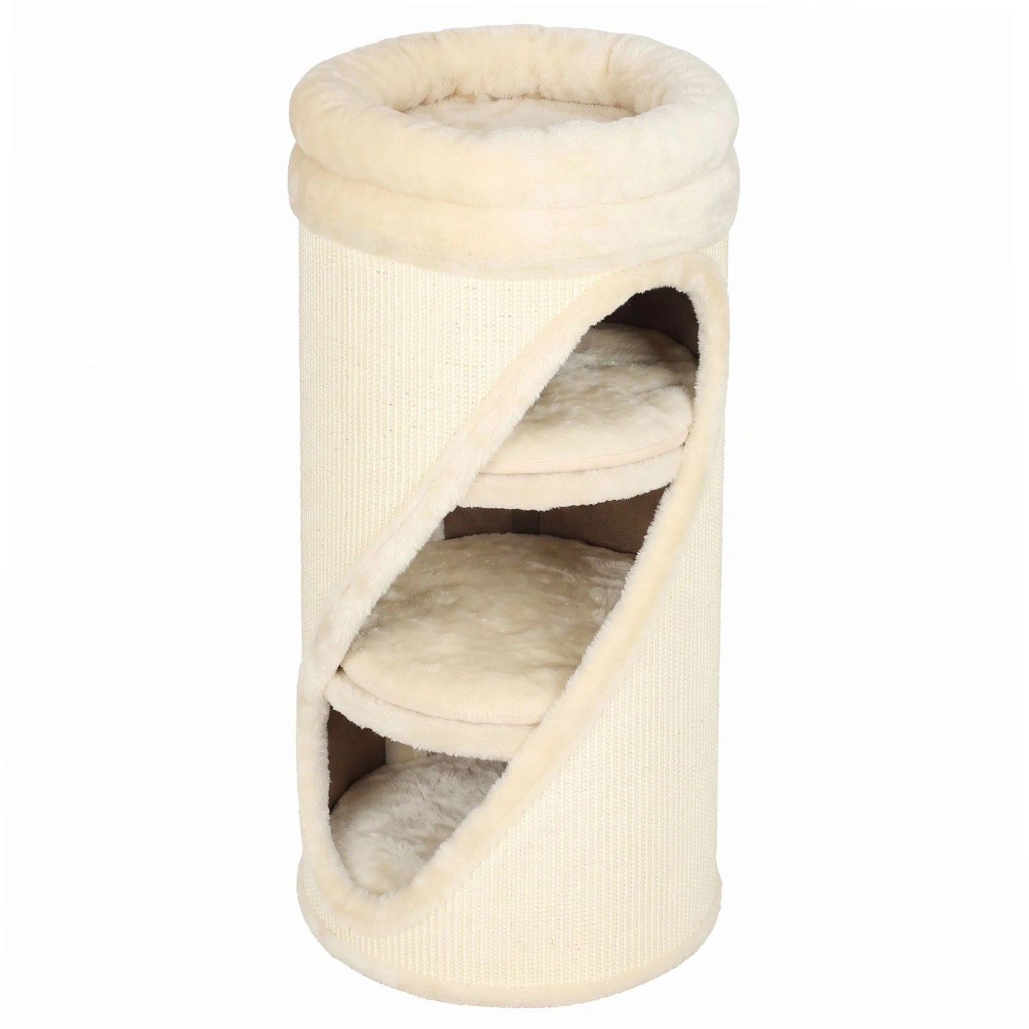 PawHut Katzenkratztonne Spanplatte Plüsch 35L x 35B x 75H cm Beige