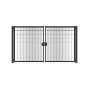 Doppelflügeliges Zaunguru Gartentor Berlin, 183x334 cm, RAL 7016, Öffnungswinkel 180 Grad.