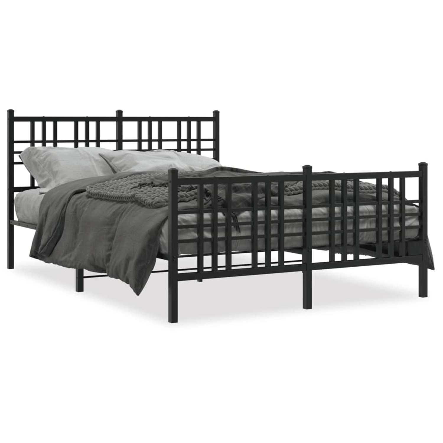 vidaXL Bettgestell mit Kopf- und Fußteil Metall Schwarz 120x200 cm 376340 günstig online kaufen