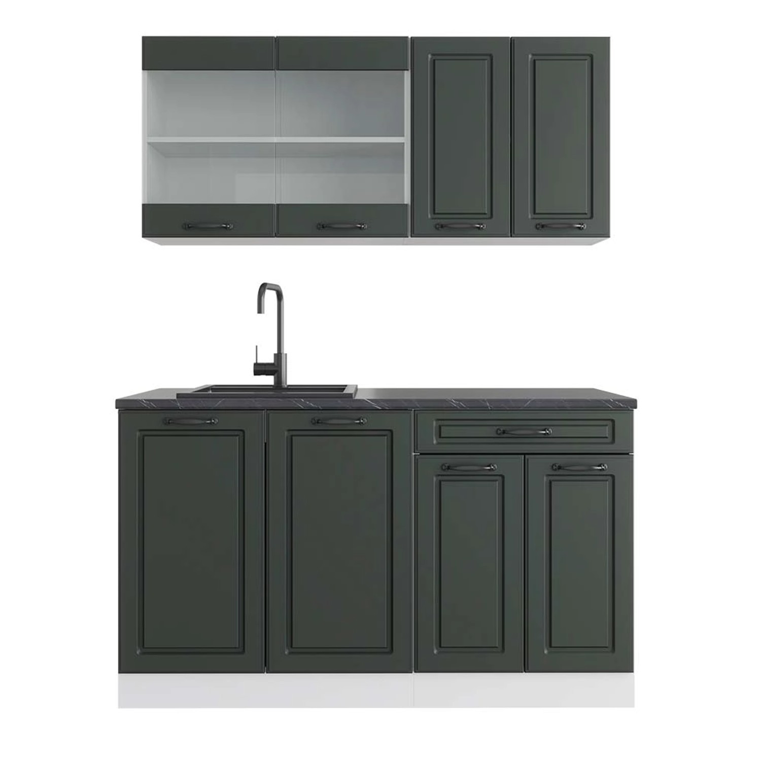 Vicco R-Line Singleküche Anthrazit Landhaus/Weiß 140 cm AP Anthrazit günstig online kaufen