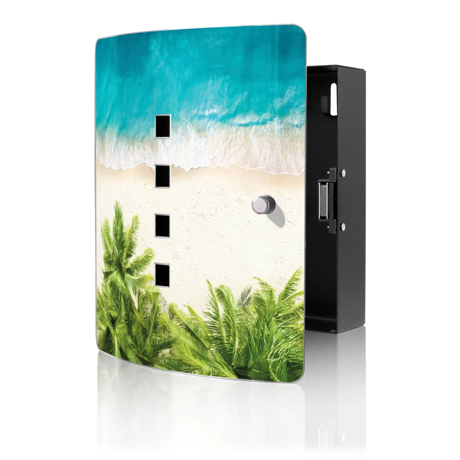 Banjado Design Schlüsselkasten Aus Edelstahl Für 10 Schlüssel 24x21,5x7cm Mit Magnetverschluss Motiv Strandtag