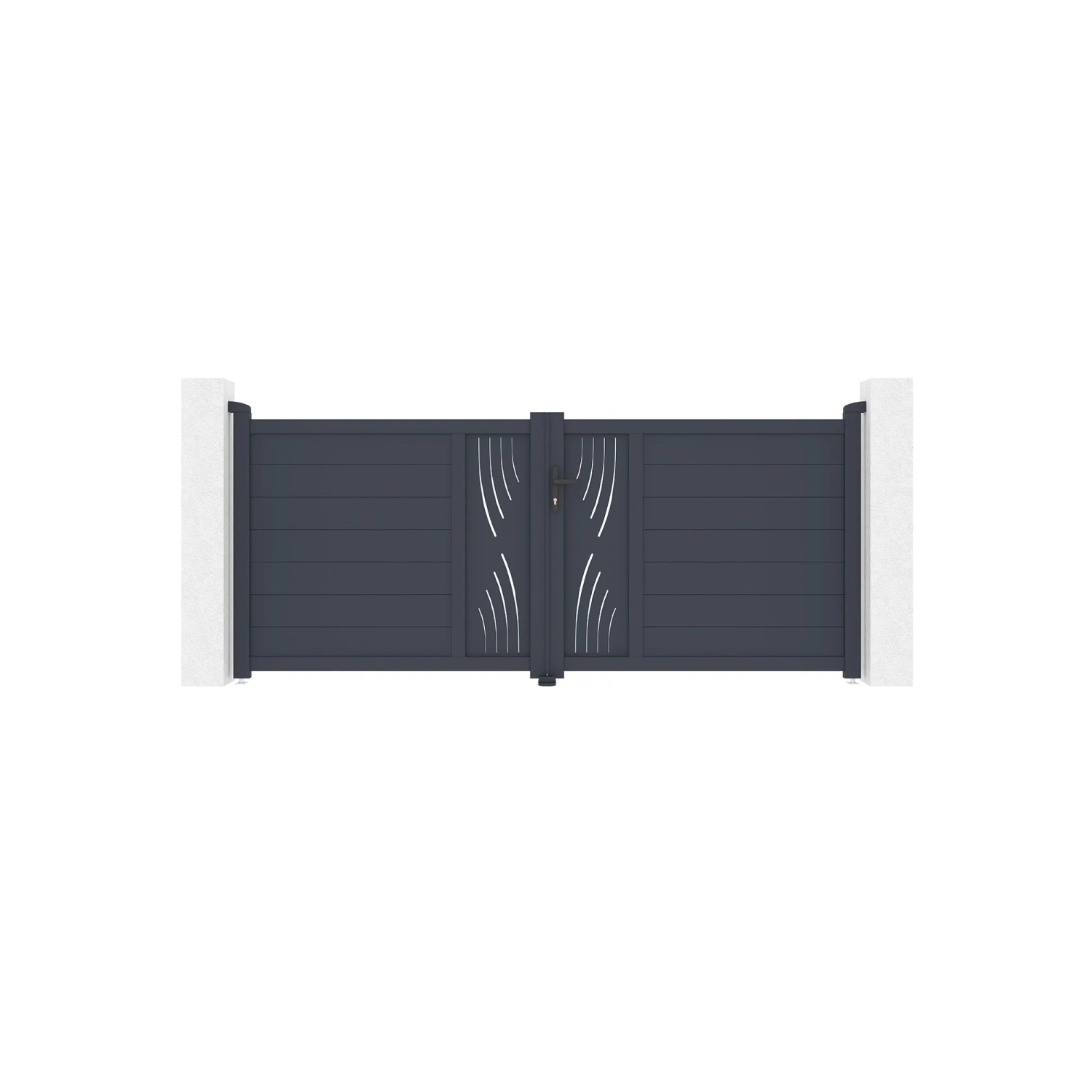 Casanoov Flügeltor Veleta 300x120cm Graues Aluminium & 2 Pfosten 20x20cm H.166cm