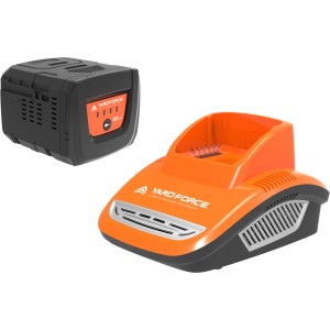 Yard Force 60V Starterset: Akku (2,5 Ah) und Ladegerät für Gartengeräte.