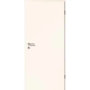 Weiße CPL Zimmertür (73,5x211cm) mit Linksanschlag, ohne Drückergarnitur.