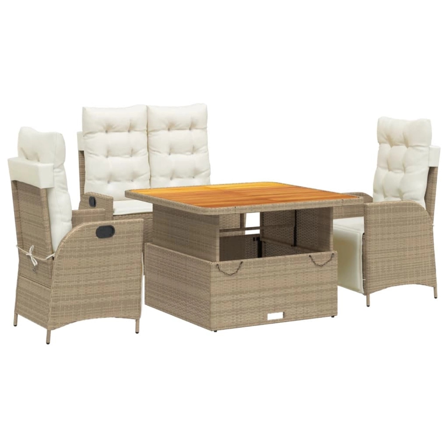 vidaXL 4-Tlg Garten-Essgruppe mit Kissen Beige Poly Rattan 3277477 günstig online kaufen
