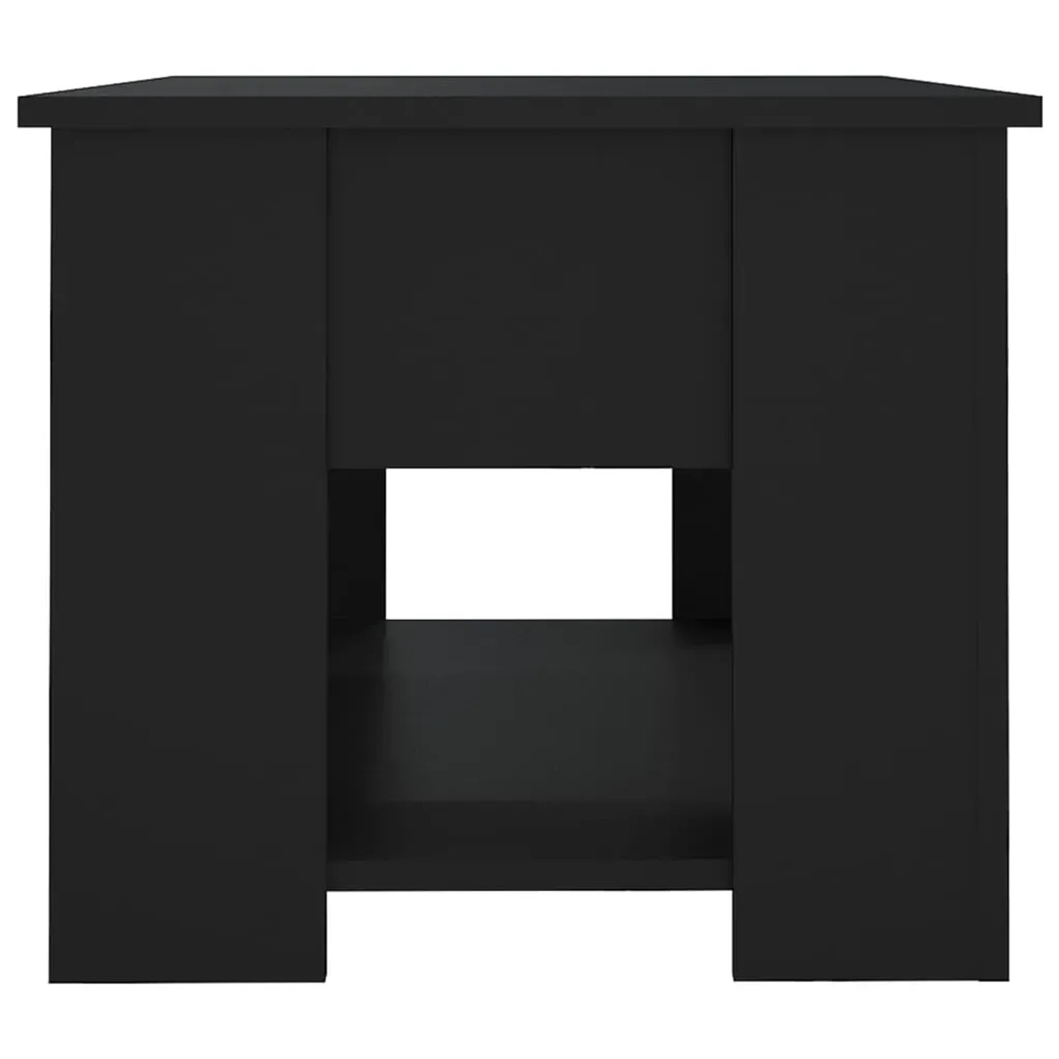 Schwarzer vidaXL Couchtisch (79x49x41 cm) aus Holzwerkstoff mit Stauraum.