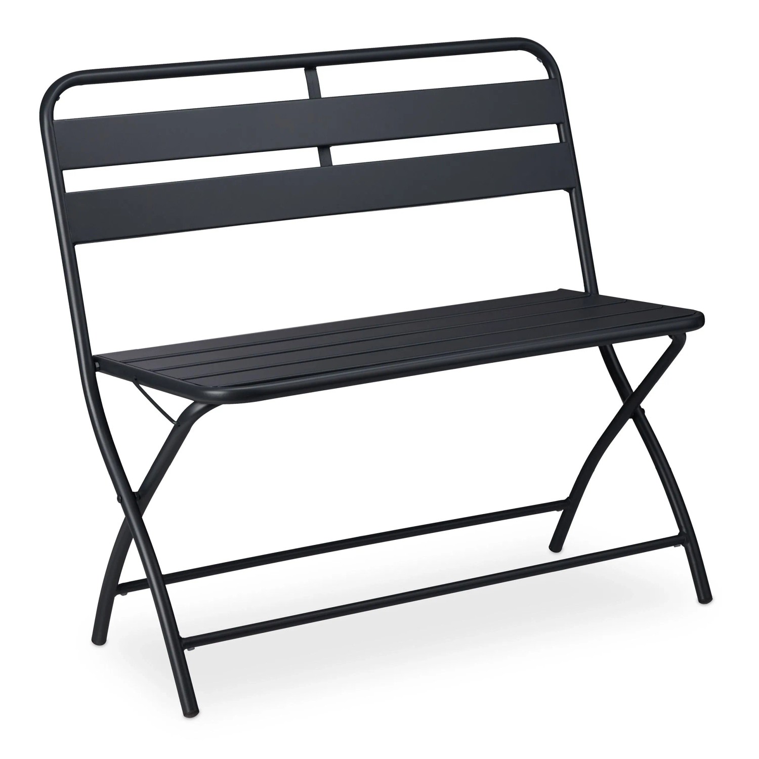 Relaxdays Gartenbank Stahl Grau Klappbar 2-Sitzer 83,5 cm x 90 cm x 49 cm 8,1 kg