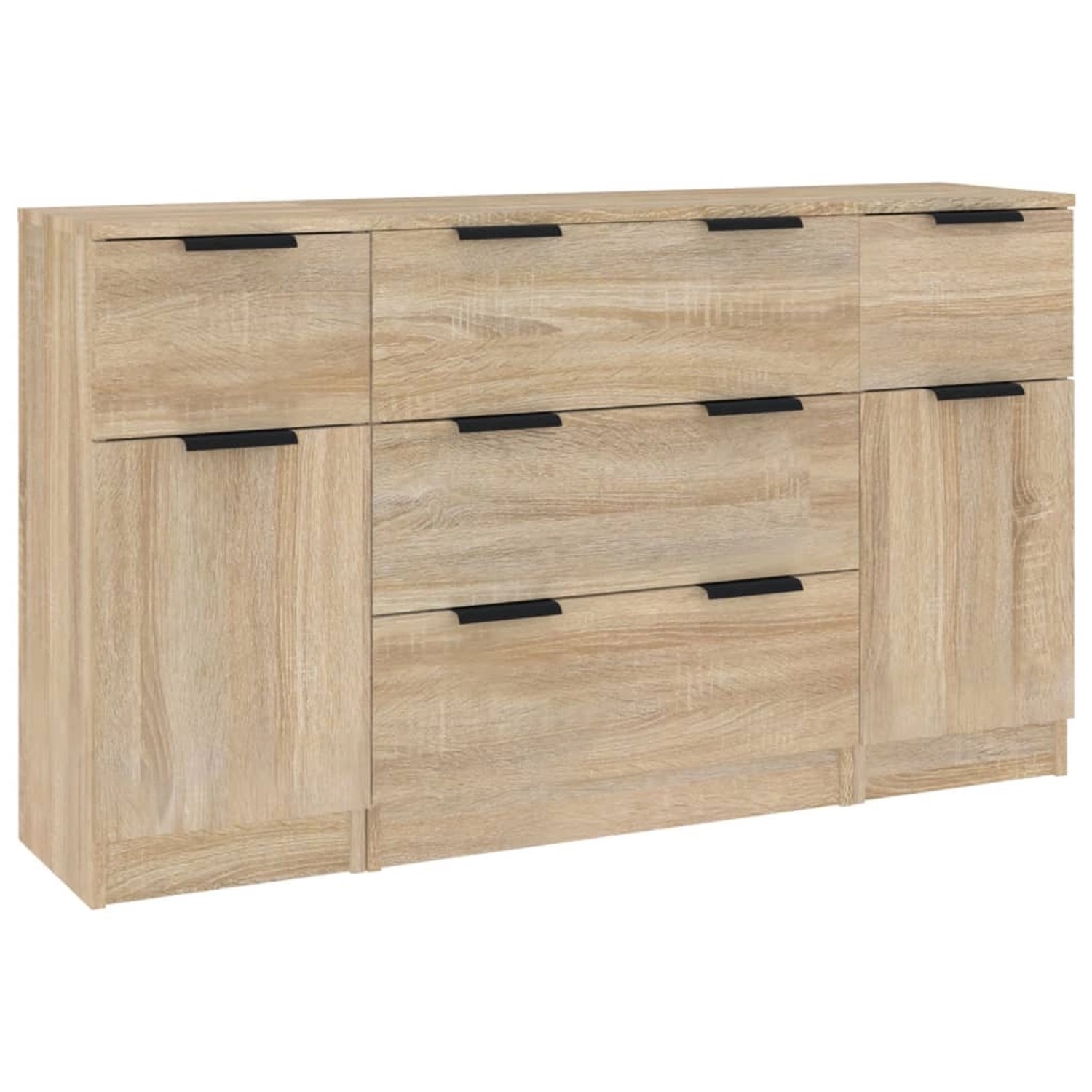 vidaXL 3-Tlg Sideboard-Set Sonoma-Eiche Holzwerkstoff 3115822