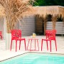 Homestyle4u Gartenstuhl 2er Set rot am Pool. Moderne, rote Gartenstühle aus Kunststoff mit Lochmuster.