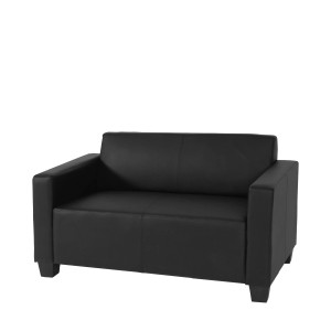 Schwarzes 2er Sofa Moncalieri aus Kunstleder im modernen Lounge-Stil.