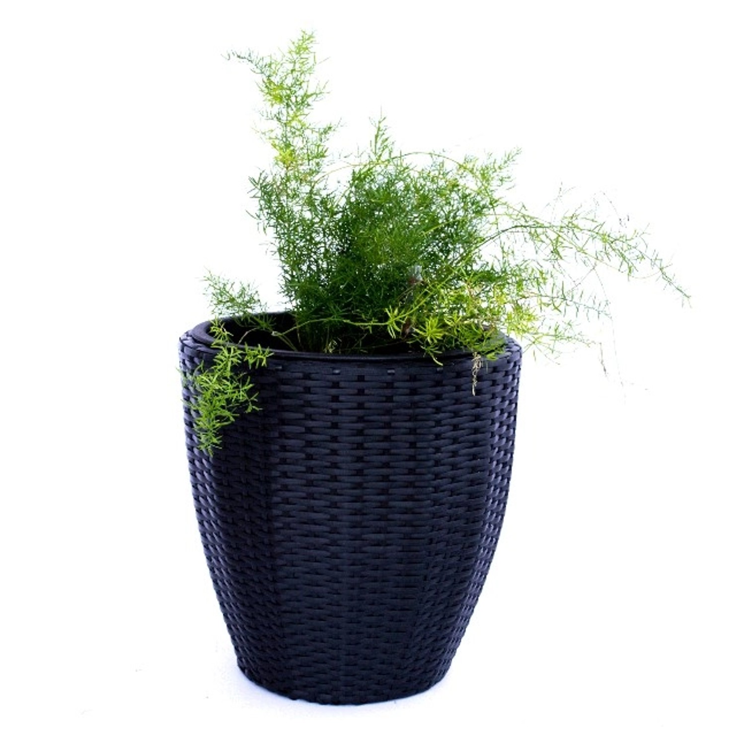 Elegant Einrichten Pflanzkübel Polyrattan Rund-Konisch D46xH46cm Schwarz günstig online kaufen