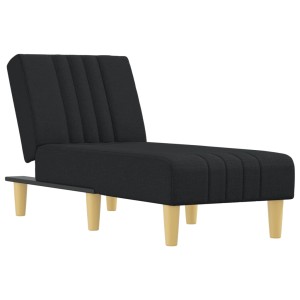 Schwarze vidaXL Chaiselongue aus Stoff mit Holzfüßen, verstellbar für Wohnzimmer oder Gästezimmer.